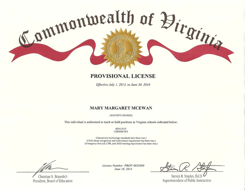 Copy of Teaching Certificate Mary M McEwan Professional Teaching